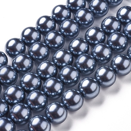 Fili di perle rotonde di perle di vetro tinto ecologico HY-A002-12mm-RB077-1