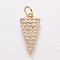 Brass Cubic Zirconia Pendants, Triangle, Golden, 17x8.5x2mm, Hole: 3.5x5mm