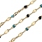 304 Stainless Steel Dapped Chains, with Enamel, Soldered, with Spool, Real 18K Gold Plated, Dark Slate Gray, 2mm