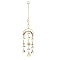 Glass Teardrop Pendant Decorations, Hanging Suncatchers, with Chakra Natural Gemstone & Brass Moon Charm, for Home Decorations, Sun/Star, Moon, 255x49x1~8mm