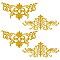 4Pcs 2 Styles Computerized Embroidery Cloth Iron on/Sew on Patches, Costume Accessories, Appliques, Gold, 92~94x205x1mm, 2pcs/style