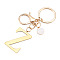 Stainless Steel Keychains, Golden, with Lobster Claw Clasps, Letter Z, 97mm