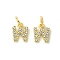 Rack Plating Alloy Rhinestone Pendants, Cadmium Free & Lead Free, Letter W, 11x9x2mm, Hole: 5mm
