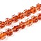 Luminous Handmade Gold Foil Glass Beads Strands, Clover, Glow in the Dark, Coral, 9~10.5x10~11x4.5~6mm, Hole: 1~1.2mm, about 50pcs/strand, 19.29 inch(49cm)