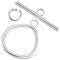 Brass Toggle Clasps, with Brass Jump Rings, 925 Sterling Silver Plated