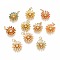Brass Micro Pave Clear Cubic Zirconia Pendants, Long-Lasting Plated, with Enamel & Jump Rings, Flower, Real 18K Gold Plated, Mixed Color, 18.2x15.7x5.2mm, Hole: 3mm,  jump ring: 5x1mm