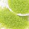 8/0 Glass Seed Beads, Grade A, Round, Transparent Colours Lustered, Yellow Green, 2.8~3.2mm, Hole: 1.0mm, about 15000pcs/pound