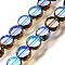 Electroplated Transparent Glass Beads Strands, Flat Round, Faceted, Colorful, 8x4mm, Hole: 1mm, about 54pcs/strand, 15.75''(40cm)