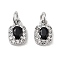Brass Micro Pave Cubic Zirconia Pendants, with Jump Rings, Rectangle Charms, Platinum, 8.5x5.5x3.5mm, Hole: 2mm