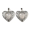 Natural Quartz Crystal Rock Crystal Peach Love Heart Pendants, Rack Plating Brass Hollow Heart Charms, Cadmium Free & Lead Free, 29.5x30.5x7.5mm, Hole: 7.5x5mm