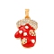 Brass Micro Pave Cubic Zirconia Pendants, with Enamel, Gloves, Real 18K Gold Plated, 21x13.5x5mm, Hole: 3.5x2mm