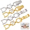 6 Pcs 2 Colors Extender Clasps Brass Micro Pave Cubic Zirconia Fold Over Extension Clasps, Real 18K Gold Plated and Platinum Watch Band Extension Clasps, Mixed Color, 32x5.5x4.5mm, Hole: 5.3x3.7mm, 3 pc/color, 6pcs/set