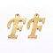 201 Stainless Steel Pendants, Letter, Golden, Letter.F, 14x9x1mm, Hole: 1mm