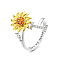 Adjustable Brass Rhinestone Rotating Cuff Rings, Letter & Sunflower, with Word You are My Sunshine, Fidget Spinner Ring for Calming Worry Meditation, Platinum & Light Gold, Letter I, Inner Diameter: 15~20mm