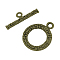 Tibetan Style Alloy Ring Toggle Clasps, Lead Free & Nickel Free, Antique Bronze, Ring: 21x17x2mm, Hole: 2mm, Bar: 7x21.5x2.5mm, Hole: 2mm, about 550pcs/1000g