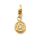 304 Stainless Steel Pendants Decoration, with Rhinestone & Lobster Claw Clasps, Ion Plating(IP), Flat Round, Real 14K Gold Plated, Crystal, 12.5x9x2.5mm