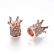 Zinc Alloy Rhinestone Beads, Crown, Crystal, Rose Gold, 12x8.5mm, Hole: 0.7mm