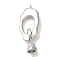 Brass Fold Over Clasps, Platinum, 29mm, Oval: 21.5x11.5x1.5mm, Clasp: 13x6.5x5.5mm