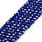 Electroplate Glass Beads Strands, Pearl Luster Plated, Faceted, Rondelle, Dark Blue, 2.9~3.3x2mm, Hole: 0.8mm, about 135~140pcs/strand, 32~34cm