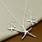 Starfish Alloy Dangle Earrings & Pendant Necklaces Sets, Silver, Necklaces: 450mm