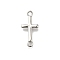 Brass Connector Charms, Cross, Lead Free & Cadmium Free, Platinum, 17.5x8x1.5mm, Hole: 1.6mm