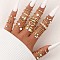 23Pcs Alloy & Rhinestone & Plastic Pearl Finger Rings, Butterfly/Heart/Leaf, Golden, Inner Diameter: 16~19mm