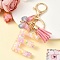 Resin & Acrylic & Faux Suede Tassel Keychain, with Alloy Clasp and Iron Rings, Letter E, 10cm
