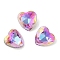 Glass Rhinestone Cabochons, Pointed Back & Back Plated, Faceted, Heart, Heliotrope, 8x8x4mm