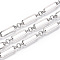 Iron Oval Link Chains, Unwelded, with Spool, Platinum, 15x5x1mm, about 32.81 Feet(10m)/Roll