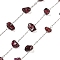 304 Stainless Steel with Dyed Natural Garnet Chip Link Chains, Soldered, with Spool, Stainless Steel Color, 3.5~10x1.5~7x1.5~4.5mm