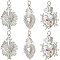6Pcs 3 Styles Rack Plating Brass Micro Pave Cubic Zirconia Pendant, Mixed Shapes, Platinum, 21~23x12.5~18x2.5~4.3mm, Hole: 3mm, 2pcs/style