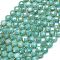 Natural Amazonite Beads Strands, with Seed Beads, Faceted Coin Beads, Flat Round, 6~7x4mm, Hole: 1mm, about 50pcs/strand, 15.35''(39cm)