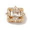 Brass with Clear Cubic Zirconia Beads, Rectangle, Real 18K Gold Plated, 11x13x6mm, Hole: 1.6mm