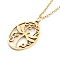 304 Stainless Steel Pendant Necklaces, Cable Chains, Oval with Dragonfly, Real 18K Gold Plated, 17.44 inch(44.3cm)