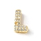 Brass Micro Pave Clear Cubic Zirconia Initial Multi-strand Links, Real 18K Gold Plated, Lead Free & Cadmium Free, Long-Lasting Plated, Rack Plating, Letter L, 10x5~9.5x4.5~5mm, Hole: 1.5~3.2x2~8mm