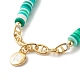Bracelet de perles tressées en argile polymère disque fait main BJEW-JB07407-02-4