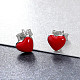 Rhodium Plated 925 Sterling Silver Enamel Stud Earrings EJEW-FF0008-006P-2