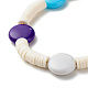 Bracelet perles heishi en pâte polymère avec rond plat pour femme BJEW-JB07550-4