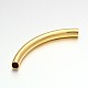 Light Gold Plated Long Brass Curved Tube Beads KK-E652-07KCG-2