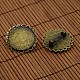 25x7 mm plat rond Motif chat trempé cabochons de verre et les supports broches pour cabochon d'antiquités en laiton bronze définit la fabrication de bijoux DIY-X0084-NF-4
