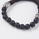 Bracelets extensibles en pierre de lave naturelle et perles de noix de coco BJEW-I241-02-2