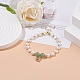Bracelet en perles d'aventurine verte naturelle et perle avec breloque cœur en zircone cubique BJEW-JB08167-02-2