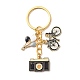 Porte-clés pendentif en émail en alliage de montgolfière/appareil photo/vélo KEYC-JKC00418-1