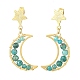 3 paio di orecchini pendenti a forma di luna e stella con perline miste di gemme naturali a 3 stili EJEW-TA00320-4