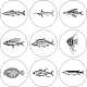 コルクカップマットセット  プリントコースター  フラットラウンド  ペルー  魚模様  100x5mm  9個/セット DJEW-WH0040-005-7