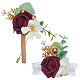 Craspire 2 Stück 2-Stil-Stoff und Kunststoff-Rosen-Ansteckblume und Handgelenk-Anstecknadeln AJEW-CP0005-93-1