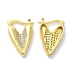 Clear Cubic Zirconia Heart Hoop Earrings EJEW-A095-01G-2