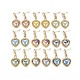 Coeur avec des boucles d'oreilles pendantes en alliage de placage de crémaillère en porcelaine EJEW-S211-008-RS-1