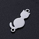 20120x8x1ステンレス鋼の子猫リンクコネクター  猫のシルエット  ステンレス鋼色  1.5mm  穴：[1]mm STAS-T049-T646-1-2
