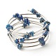 Bracelets enveloppants en perles de lapis-lazuli naturel à 5 boucle pour femme BJEW-JB01517-10-1